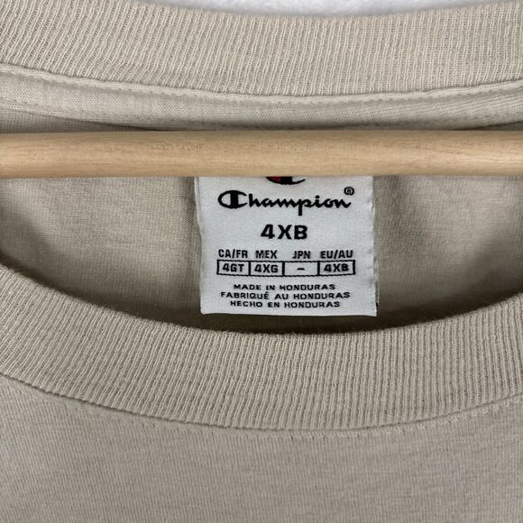 Champion Comfort Wash T-shirt Rewriting The Playbook Size 4XB Beige Blue NWT - Picture 4 of 7
